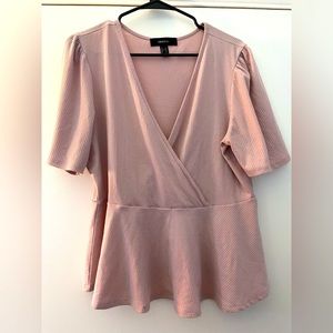 Plus Forever21 pale pink peplum 3/4 sleeve top. Size 1X. Great condition.